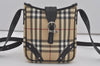 Authentic BURBERRY Nova Check Shoulder Cross Body Bag PVC Leather Beige 8439I