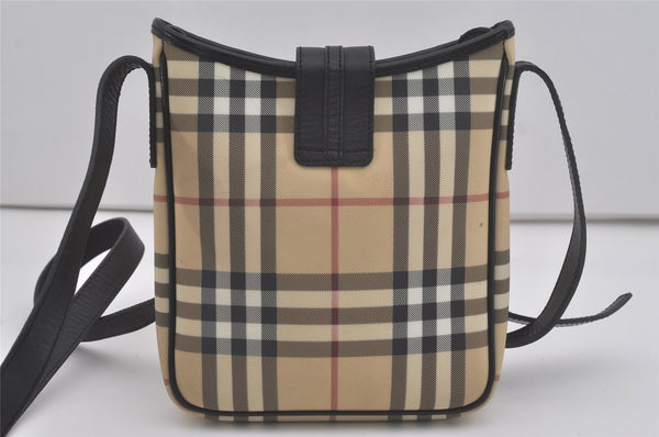 Authentic BURBERRY Nova Check Shoulder Cross Body Bag PVC Leather Beige 8439I