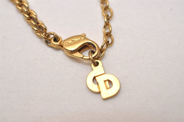 Authentic Christian Dior Gold Tone Chain Pendant Necklace CD 8439J