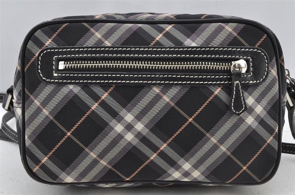 Authentic BURBERRY BLUE LABEL Check Shoulder Cross Bag Nylon Leather Black 8440I