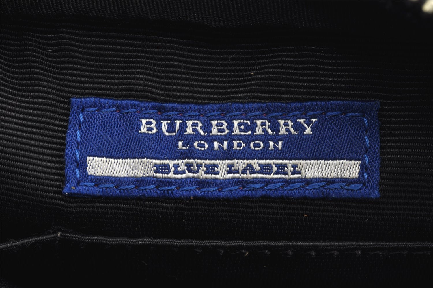 Authentic BURBERRY BLUE LABEL Check Shoulder Cross Bag Nylon Leather Black 8440I