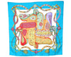 Authentic HERMES Carre 90 Scarf "Festival" Silk Light Blue 8441I