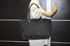 Authentic CHANEL New Travel Line Shoulder Tote Bag Nylon Leather Black 8441J