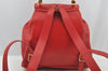 Authentic GUCCI Bamboo Vintage Drawstring Backpack Leather Red 8442I