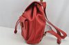 Authentic GUCCI Bamboo Vintage Drawstring Backpack Leather Red 8442I