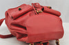 Authentic GUCCI Bamboo Vintage Drawstring Backpack Leather Red 8442I