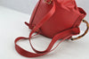 Authentic GUCCI Bamboo Vintage Drawstring Backpack Leather Red 8442I