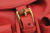 Authentic GUCCI Bamboo Vintage Drawstring Backpack Leather Red 8442I