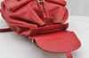 Authentic GUCCI Bamboo Vintage Drawstring Backpack Leather Red 8442I