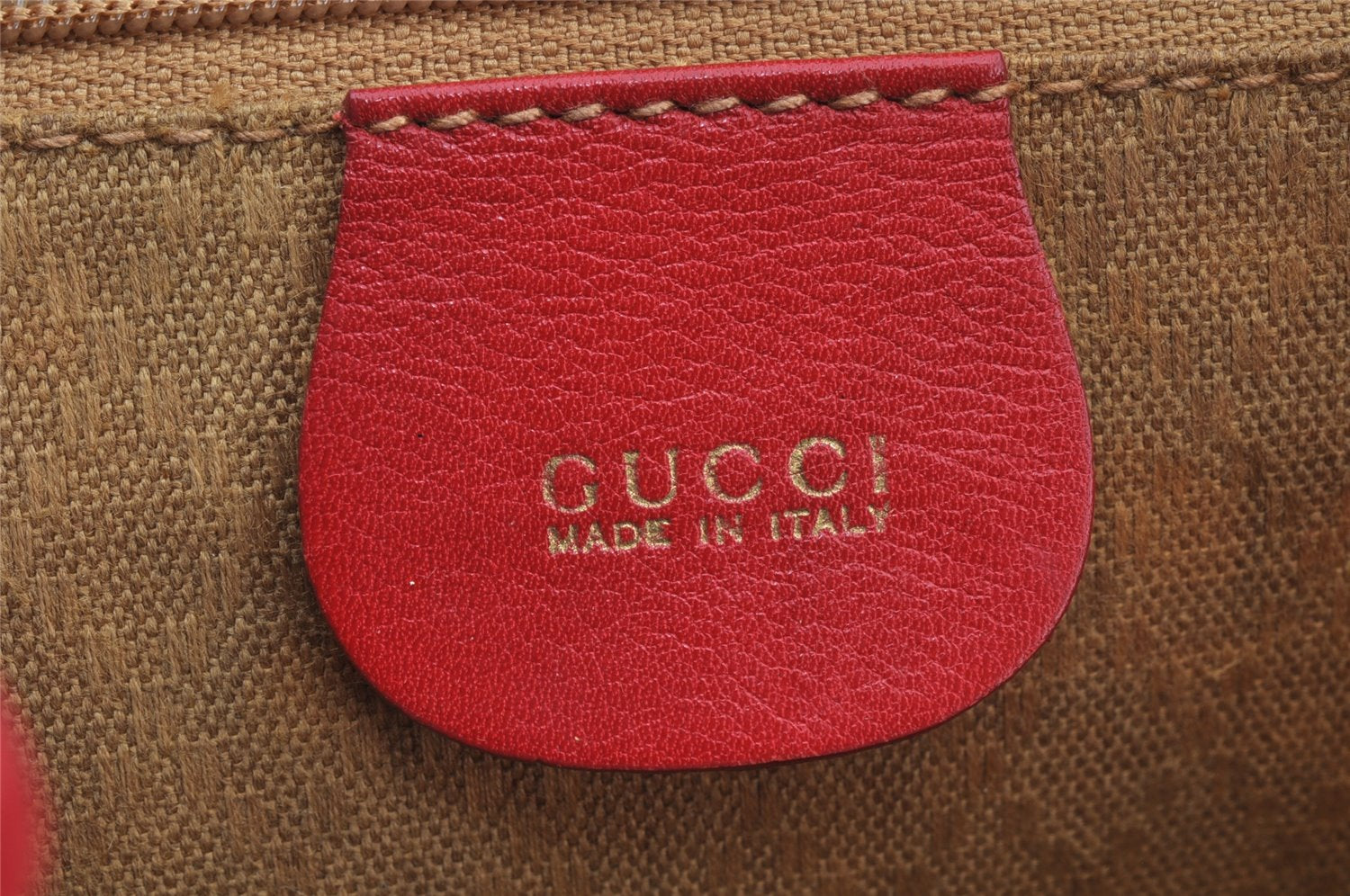 Authentic GUCCI Bamboo Vintage Drawstring Backpack Leather Red 8442I