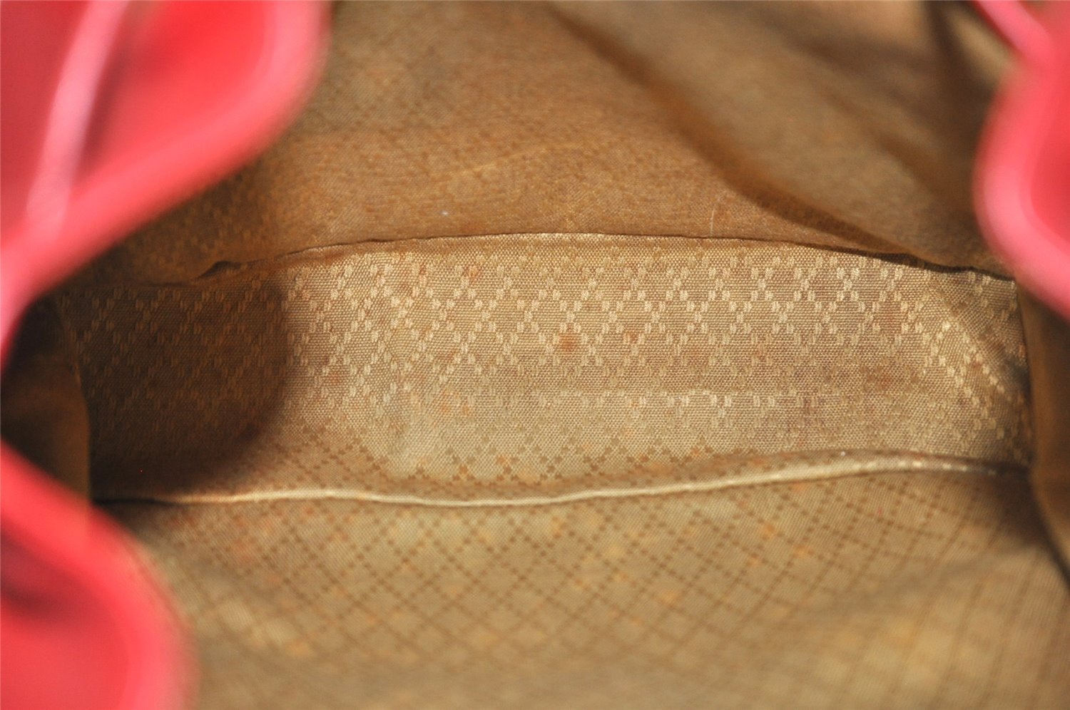 Authentic GUCCI Bamboo Vintage Drawstring Backpack Leather Red 8442I