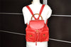 Authentic GUCCI Bamboo Vintage Drawstring Backpack Leather Red 8442I