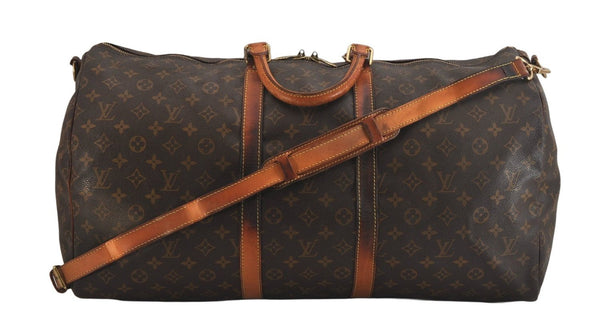 Authentic Louis Vuitton Monogram Keepall Bandouliere 55 M41414 Boston Bag 8442M