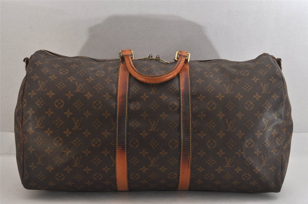 Authentic Louis Vuitton Monogram Keepall Bandouliere 55 M41414 Boston Bag 8442M