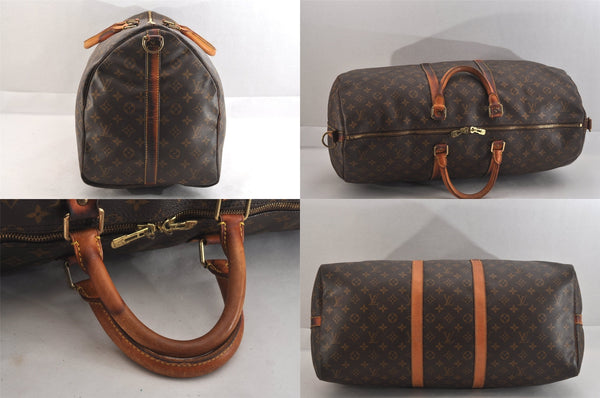 Authentic Louis Vuitton Monogram Keepall Bandouliere 55 M41414 Boston Bag 8442M