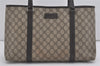 Authentic GUCCI Vintage Shoulder Tote Bag GG PVC Leather 114595 Brown 8446I
