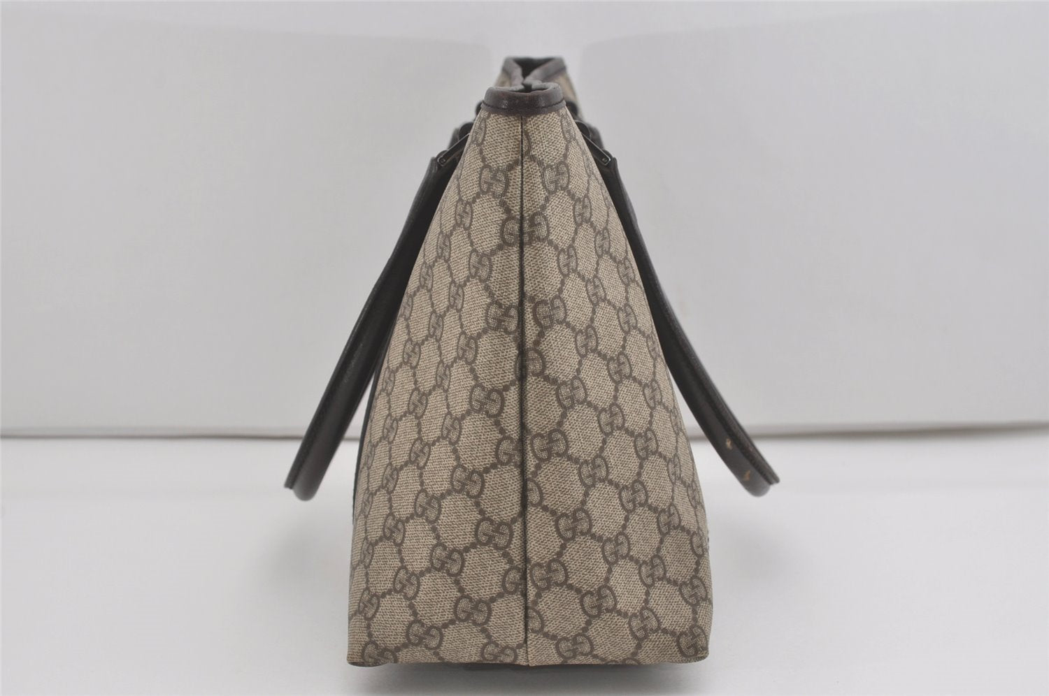 Authentic GUCCI Vintage Shoulder Tote Bag GG PVC Leather 114595 Brown 8446I