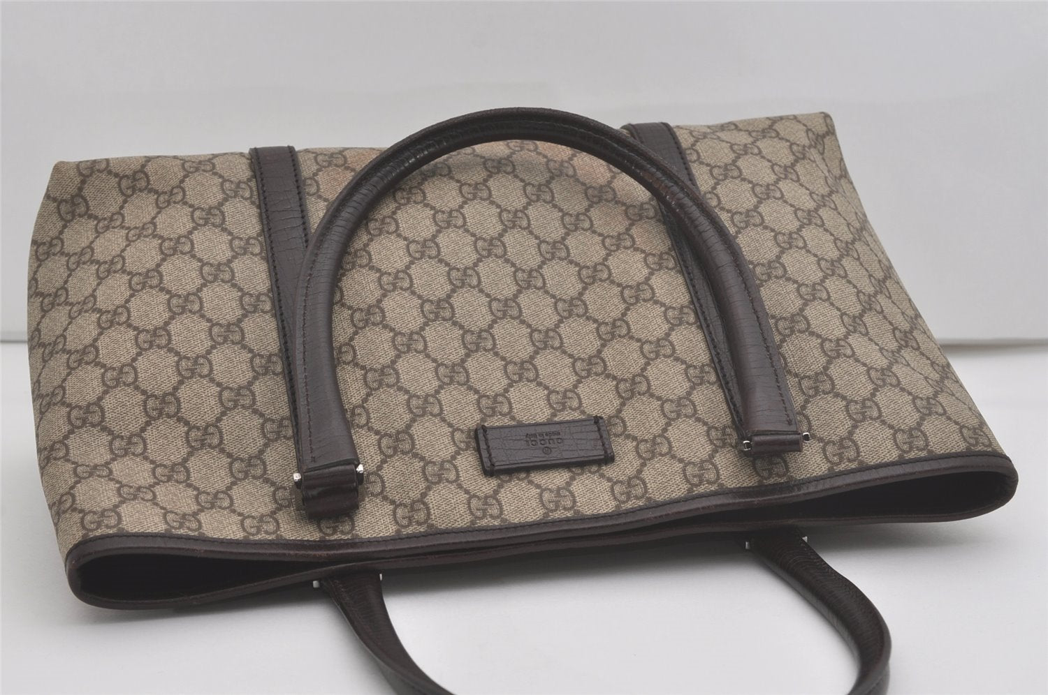 Authentic GUCCI Vintage Shoulder Tote Bag GG PVC Leather 114595 Brown 8446I