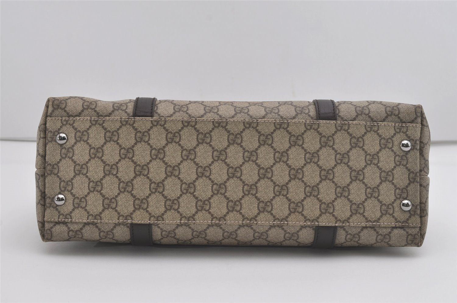 Authentic GUCCI Vintage Shoulder Tote Bag GG PVC Leather 114595 Brown 8446I