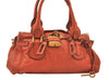Authentic Chloe Vintage Paddington Leather Shoulder Hand Bag Orange 8446M