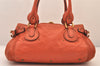 Authentic Chloe Vintage Paddington Leather Shoulder Hand Bag Orange 8446M