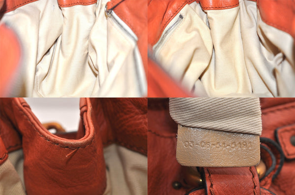 Authentic Chloe Vintage Paddington Leather Shoulder Hand Bag Orange 8446M