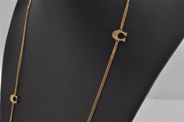 Authentic COACH Vintage Long Chain Pendant Necklace Gold 8447J