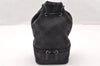 Authentic GUCCI Drawstring Pouch Purse GG Canvas Leather 0391054 Black 8448I