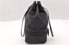 Authentic GUCCI Drawstring Pouch Purse GG Canvas Leather 0391054 Black 8448I