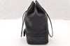 Authentic GUCCI Drawstring Pouch Purse GG Canvas Leather 0391054 Black 8448I
