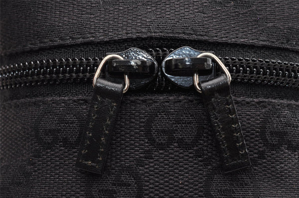 Authentic GUCCI Drawstring Pouch Purse GG Canvas Leather 0391054 Black 8448I