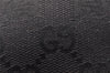 Authentic GUCCI Drawstring Pouch Purse GG Canvas Leather 0391054 Black 8448I