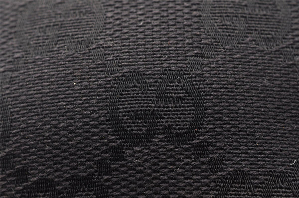 Authentic GUCCI Drawstring Pouch Purse GG Canvas Leather 0391054 Black 8448I