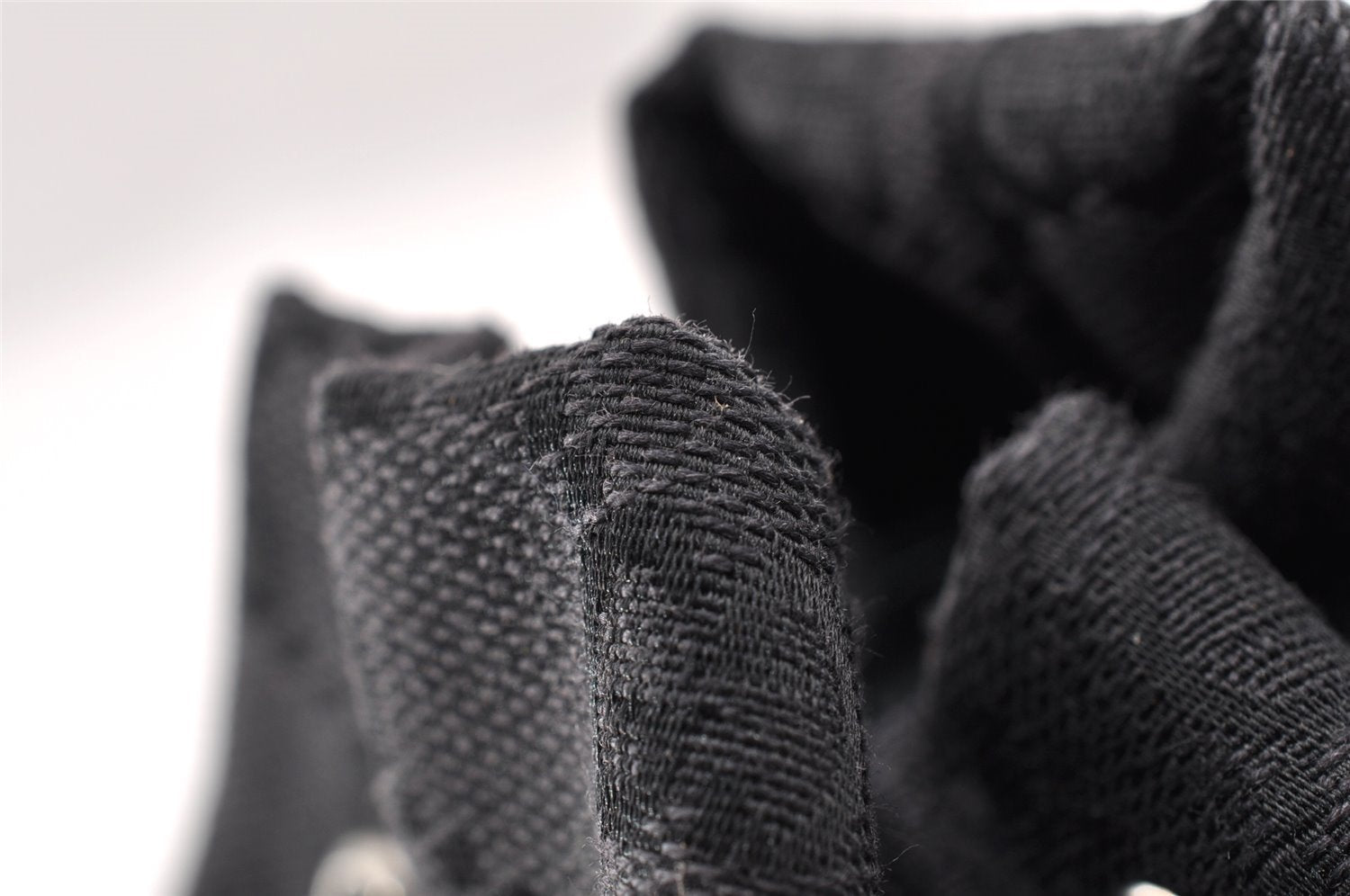 Authentic GUCCI Drawstring Pouch Purse GG Canvas Leather 0391054 Black 8448I