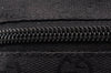 Authentic GUCCI Drawstring Pouch Purse GG Canvas Leather 0391054 Black 8448I