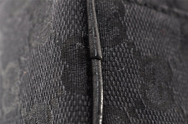 Authentic GUCCI Drawstring Pouch Purse GG Canvas Leather 0391054 Black 8448I