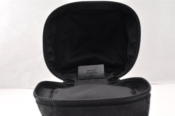 Authentic GUCCI Drawstring Pouch Purse GG Canvas Leather 0391054 Black 8448I
