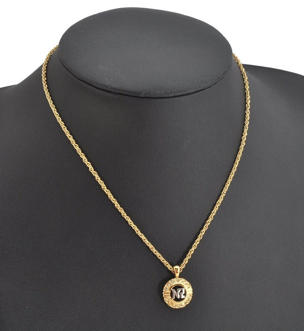 Authentic NINA RICCI Vintage Gold Tone Rhinestone Chain Pendant Necklace  8448J