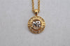 Authentic NINA RICCI Vintage Gold Tone Rhinestone Chain Pendant Necklace  8448J