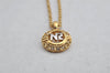 Authentic NINA RICCI Vintage Gold Tone Rhinestone Chain Pendant Necklace  8448J