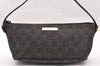 Authentic GUCCI Vintage Hand Bag Pouch Purse GG Canvas Leather 07198 Black 8449I