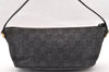 Authentic GUCCI Vintage Hand Bag Pouch Purse GG Canvas Leather 07198 Black 8449I
