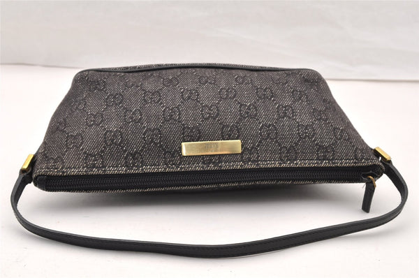 Authentic GUCCI Vintage Hand Bag Pouch Purse GG Canvas Leather 07198 Black 8449I