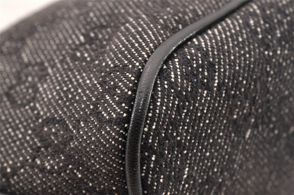 Authentic GUCCI Vintage Hand Bag Pouch Purse GG Canvas Leather 07198 Black 8449I