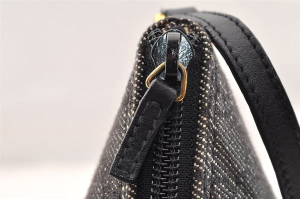 Authentic GUCCI Vintage Hand Bag Pouch Purse GG Canvas Leather 07198 Black 8449I