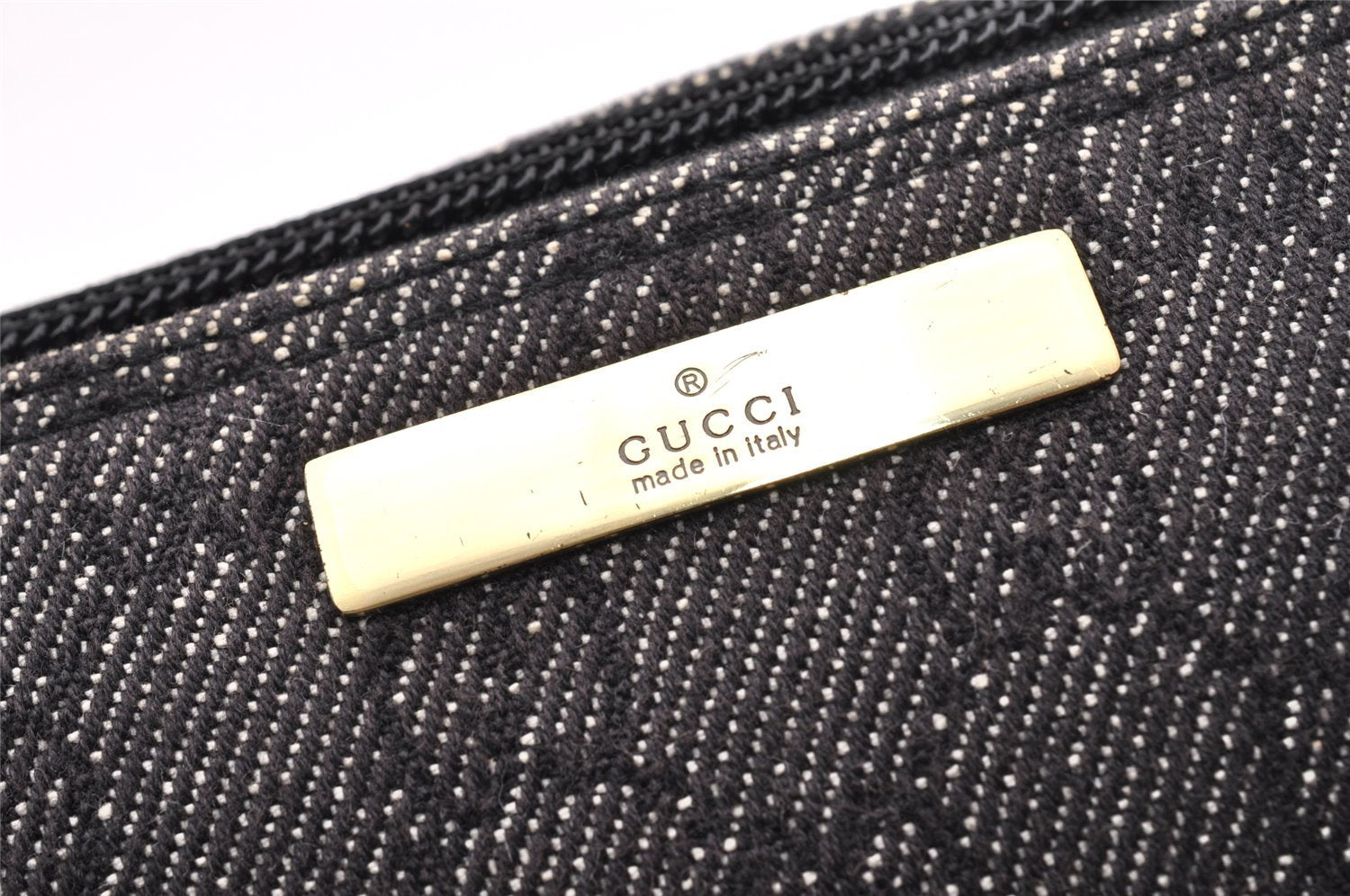 Authentic GUCCI Vintage Hand Bag Pouch Purse GG Canvas Leather 07198 Black 8449I