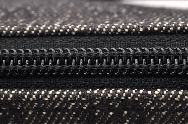 Authentic GUCCI Vintage Hand Bag Pouch Purse GG Canvas Leather 07198 Black 8449I