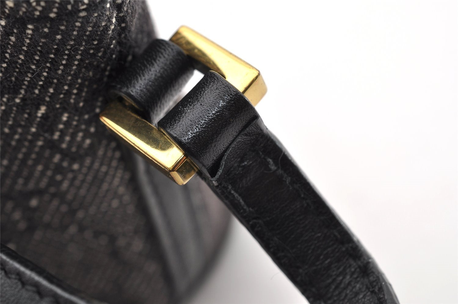 Authentic GUCCI Vintage Hand Bag Pouch Purse GG Canvas Leather 07198 Black 8449I