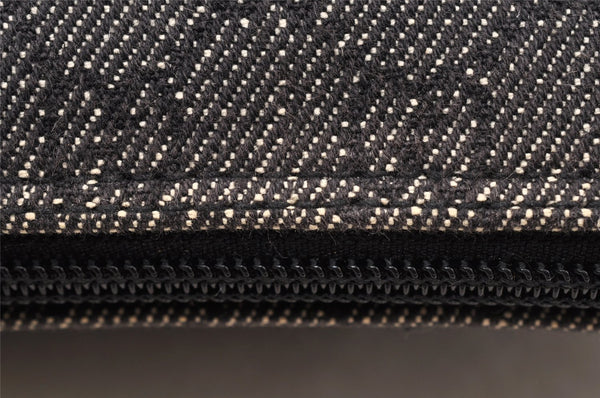 Authentic GUCCI Vintage Hand Bag Pouch Purse GG Canvas Leather 07198 Black 8449I