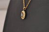 Authentic NINA RICCI Vintage Gold Tone Rhinestone Chain Pendant Necklace  8449J